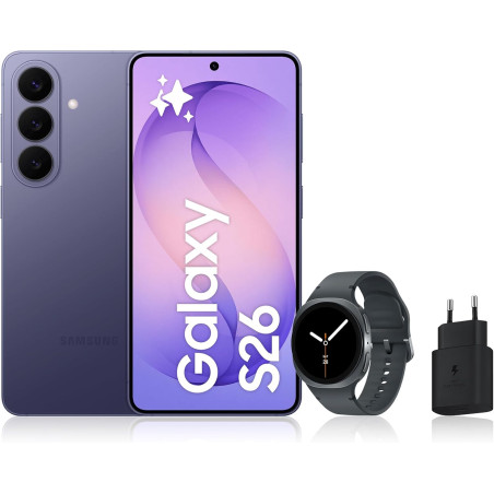Samsung galaxy s26, avec galaxy ai, 512 go, violet galaxy watch8, 40mm, noir, bleutooth, chargeurs secteurs rapides 25w inclus, 