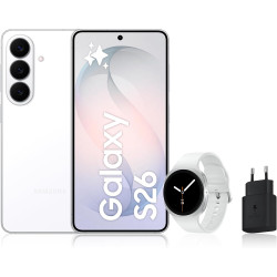 Samsung galaxy s26, avec galaxy ai, 512 go, blanc galaxy watch8, 40mm, argent, bleutooth, chargeurs secteurs rapides 25w inclus,
