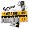 Energizer Alkaline Power Pile C (Lot de 8) - Alcaline - Énergie Longue durée - pour Lampes de Poche et Jouets - Emballage 100% R