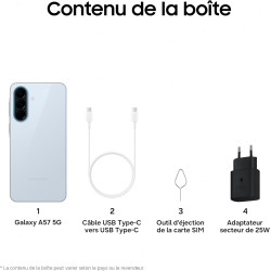 Samsung Galaxy A57 5G, Smartphone Android 5G avec l'IA Accessible à Tous, 256 Go, RAM 8 Go, Chargeur Secteur Rapide 25W Inclus, 