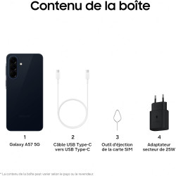 Samsung Galaxy A57 5G, Smartphone Android 5G avec l'IA Accessible à Tous, 128 Go, RAM 8 Go, Chargeur Secteur Rapide 25W Inclus, 