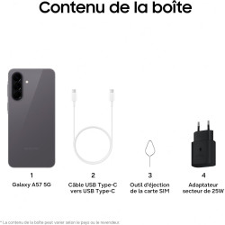 Samsung Galaxy A57 5G, Smartphone Android 5G avec l'IA Accessible à Tous, 128 Go, RAM 8 Go, Chargeur Secteur Rapide 25W Inclus, 