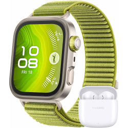 HUAWEI Watch FIT 4 Pro Montre connectée, + Freebuds SE 2 Blanc, 1.82" Écran en Saphir, Bordure en Alliage de Titane, 9,3 mm épai