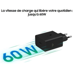 Samsung Chargeur USB - C, Adaptateur Secteur 60 W Ultra Rapide, Adaptateur USB - C vers USB, Chargeur Samsung Charge Rapide, Ori