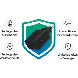 Samsung Chargeur USB - C, Adaptateur Secteur 60 W Ultra Rapide, Adaptateur USB - C vers USB, Chargeur Samsung Charge Rapide, Ori