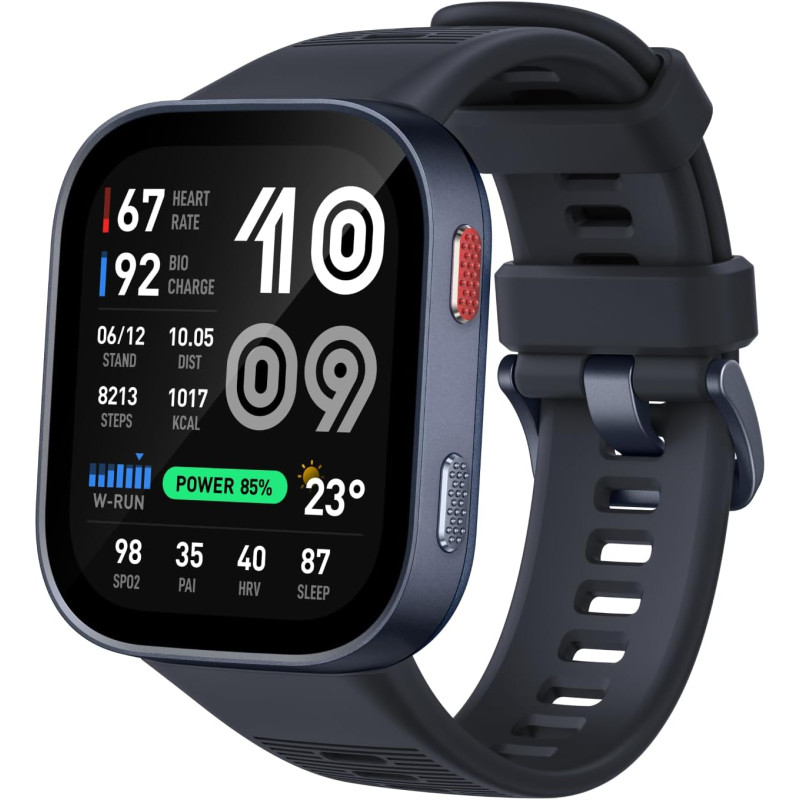 Amazfit Bip Max 50 mm Montre Connectée, Écran AMOLED 2,07", Autonomie 20 Jours, GPS & Cartes, 4 Go Stockage, Tracker d’Activité 