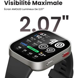 Amazfit Bip Max 50 mm Montre Connectée, Écran AMOLED 2,07", Autonomie 20 Jours, GPS & Cartes, 4 Go Stockage, Tracker d’Activité 
