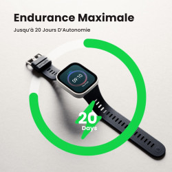 Amazfit Bip Max 50 mm Montre Connectée, Écran AMOLED 2,07", Autonomie 20 Jours, GPS & Cartes, 4 Go Stockage, Tracker d’Activité 