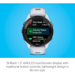Garmin Forerunner 265 Montre intelligente de course à pied, affichage AMOLED coloré, mesures d'entraînement et informations de r