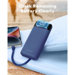 Charmast Batterie Externe, 10000mAh Power Bank avec 4 Câbles Intégrés, USB C Mince Batterie Portable Compatible avec iPhone 17/1