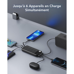 Charmast Batterie Externe, 10000mAh Power Bank avec 4 Câbles Intégrés, USB C Mince Batterie Portable Compatible avec iPhone 17/1