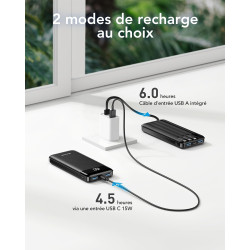 Charmast Batterie Externe, 10000mAh Power Bank avec 4 Câbles Intégrés, USB C Mince Batterie Portable Compatible avec iPhone 17/1
