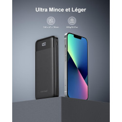 Charmast Batterie Externe, 10000mAh Power Bank avec 4 Câbles Intégrés, USB C Mince Batterie Portable Compatible avec iPhone 17/1