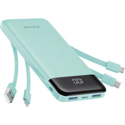 Charmast Batterie Externe, 10000mAh Power Bank avec 4 Câbles Intégrés, USB C Mince Batterie Portable Compatible avec iPhone 17/1