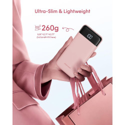 Charmast Batterie Externe, 10000mAh Power Bank avec 4 Câbles Intégrés, USB C Mince Batterie Portable Compatible avec iPhone 17/1