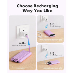 Charmast Batterie Externe, 10000mAh Power Bank avec 4 Câbles Intégrés, USB C Mince Batterie Portable Compatible avec iPhone 17/1