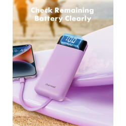 Charmast Batterie Externe, 10000mAh Power Bank avec 4 Câbles Intégrés, USB C Mince Batterie Portable Compatible avec iPhone 17/1