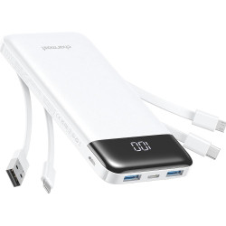 Charmast Batterie Externe, 10000mAh Power Bank avec 4 Câbles Intégrés, USB C Mince Batterie Portable Compatible avec iPhone 17/1