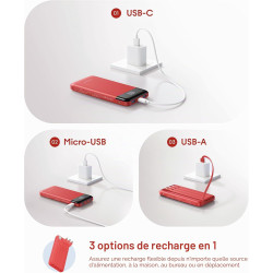 Charmast Batterie Externe, 10000mAh Power Bank avec 4 Câbles Intégrés, USB C Mince Batterie Portable Compatible avec iPhone 17/1