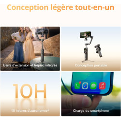 Osmo Mobile 8P, nacelle stabilisatrice pour iPhone et Android, Module de Suivi, radiocommande, Suivi natif, Barre d’Extension et
