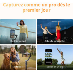 Osmo Mobile 8P, nacelle stabilisatrice pour iPhone et Android, Module de Suivi, radiocommande, Suivi natif, Barre d’Extension et