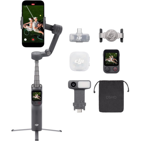 Osmo Mobile 8P + émetteur Mic Mini 2, nacelle stabilisatrice pour iPhone et Android, Microphone sans Fil, Audio Riche en détails