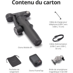 Osmo Mobile 8P nacelle stabilisatrice pour iPhone et Android, radiocommande, Suivi natif, Barre d’Extension et trépied intégrés,