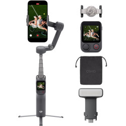 DJI Osmo Mobile 8P Bundle Standard+Lumière d’appoint, Nacelle stabilisatrice pour iPhone&Android, Radiocommande, Rotation panora