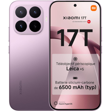 XIAOMI 17T Smartphone 12+256 Go Téléobjectif Leica x5 - Violet | Écran 6,59 pouces 120Hz, batterie 6500mAh, 5G, MediaTek Dimensi