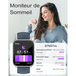 Ruimen montre connectée homme femme avec appel bleutooth rappel intelligent podometre moniteur sommeil cardiofrequencemetre oxym