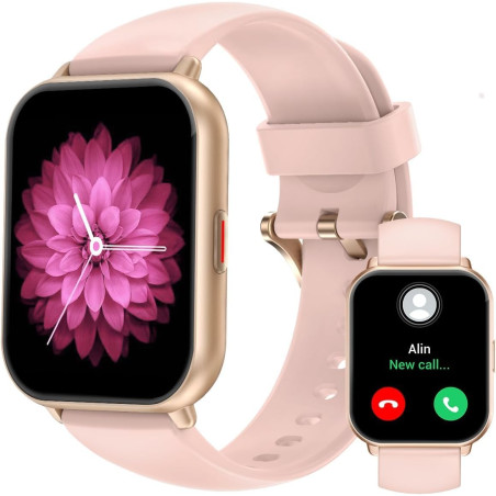 Ruimen montre connectée femme appel bleutooth lecteur de musique montre sport smartwatch pour android ios podometre cardiofreque
