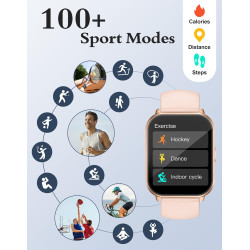 Ruimen montre connectée femme appel bleutooth lecteur de musique montre sport smartwatch pour android ios podometre cardiofreque
