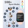 Ruimen montre connectée femme appel bleutooth lecteur de musique montre sport smartwatch pour android ios podometre cardiofreque
