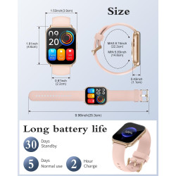 Ruimen montre connectée femme appel bleutooth lecteur de musique montre sport smartwatch pour android ios podometre cardiofreque