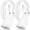 Chargeur Rapide pour iPhone, Lot de 2 PD 3.0 Prise USB C avec 2M Cable Lightning for iPhone 14/14Pro/13/13 Mini/13 Pro/13Pro Max