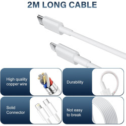 Chargeur Rapide pour iPhone, Lot de 2 PD 3.0 Prise USB C avec 2M Cable Lightning for iPhone 14/14Pro/13/13 Mini/13 Pro/13Pro Max