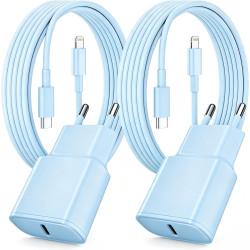 Chargeur Rapide pour iPhone, Lot de 2 PD 3.0 Prise USB C avec 2M Cable Lightning for iPhone 14/14Pro/13/13 Mini/13 Pro/13Pro Max