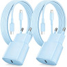 Chargeur Rapide pour iPhone, Lot de 2 PD 3.0 Prise USB C avec 2M Cable Lightning for iPhone 14/14Pro/13/13 Mini/13 Pro/13Pro Max