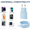 Chargeur Rapide pour iPhone, Lot de 2 PD 3.0 Prise USB C avec 2M Cable Lightning for iPhone 14/14Pro/13/13 Mini/13 Pro/13Pro Max