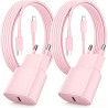 Chargeur Rapide pour iPhone, Lot de 2 PD 3.0 Prise USB C avec 2M Cable Lightning for iPhone 14/14Pro/13/13 Mini/13 Pro/13Pro Max
