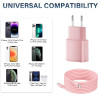 Chargeur Rapide pour iPhone, Lot de 2 PD 3.0 Prise USB C avec 2M Cable Lightning for iPhone 14/14Pro/13/13 Mini/13 Pro/13Pro Max