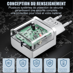 Lot de 3 pour Chargeur Rapide iPhone, PD USB-C Prise Secteur avec 2m Câble USB C vers Lightning pour iPhone 14/14 pro/13/13 Pro/