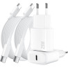 Lot de 2 pour Chargeur Rapide iPhone, 25W PD USB-C Prise Secteur avec 2m Câble (iPhone 15 25W)
