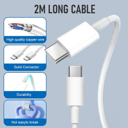 Lot de 2 pour Chargeur Rapide iPhone, 25W PD USB-C Prise Secteur avec 2m Câble (iPhone 15 25W)