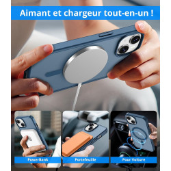 Vansdon Magnétique Coque pour iPhone 13 / iPhone 14 avec 1 Verre Trempé, Compatible avec MagSafe, Protection Contre Les Chutes d