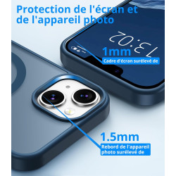 Vansdon Magnétique Coque pour iPhone 13 / iPhone 14 avec 1 Verre Trempé, Compatible avec MagSafe, Protection Contre Les Chutes d