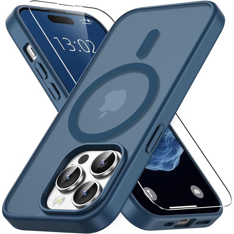 Vansdon Magnétique Coque pour iPhone 14 Pro avec 1 Verre Trempé, Compatible avec MagSafe, Protection Contre Les Chutes de qualit