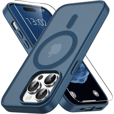 Vansdon Magnétique Coque pour iPhone 14 Pro avec 1 Verre Trempé, Compatible avec MagSafe, Protection Contre Les Chutes de qualit