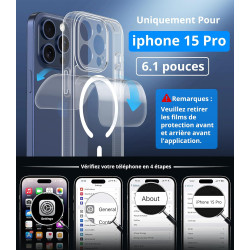 Vansdon Magnétique Coque pour iPhone 15 Pro avec 1 Verre Trempé, Compatible avec MagSafe, Protection Contre Les Chutes de qualit