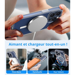 Vansdon Magnétique Coque pour iPhone 15 Pro avec 1 Verre Trempé, Compatible avec MagSafe, Protection Contre Les Chutes de qualit